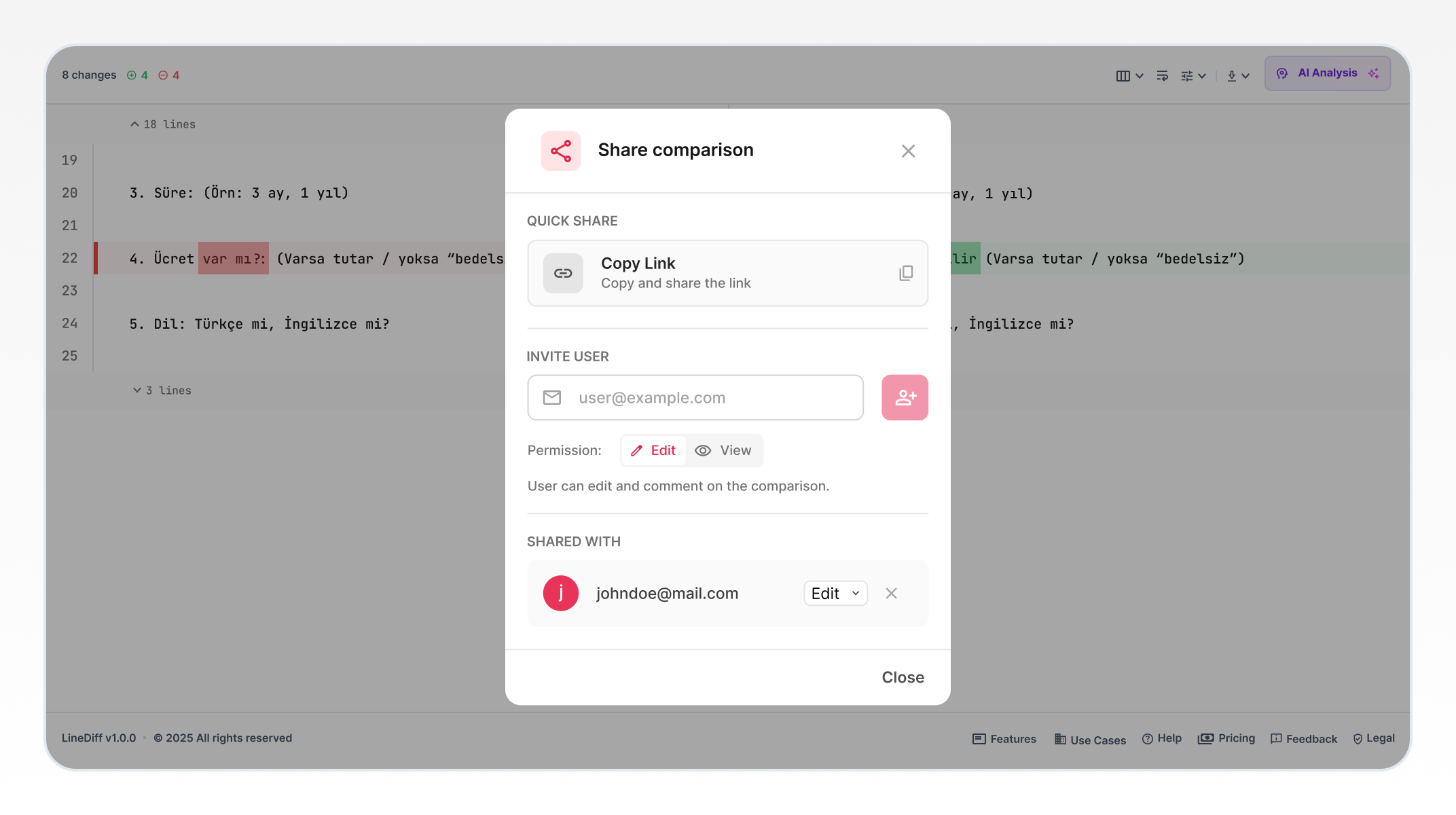 Real-Time Team Collaboration on Comparison Results