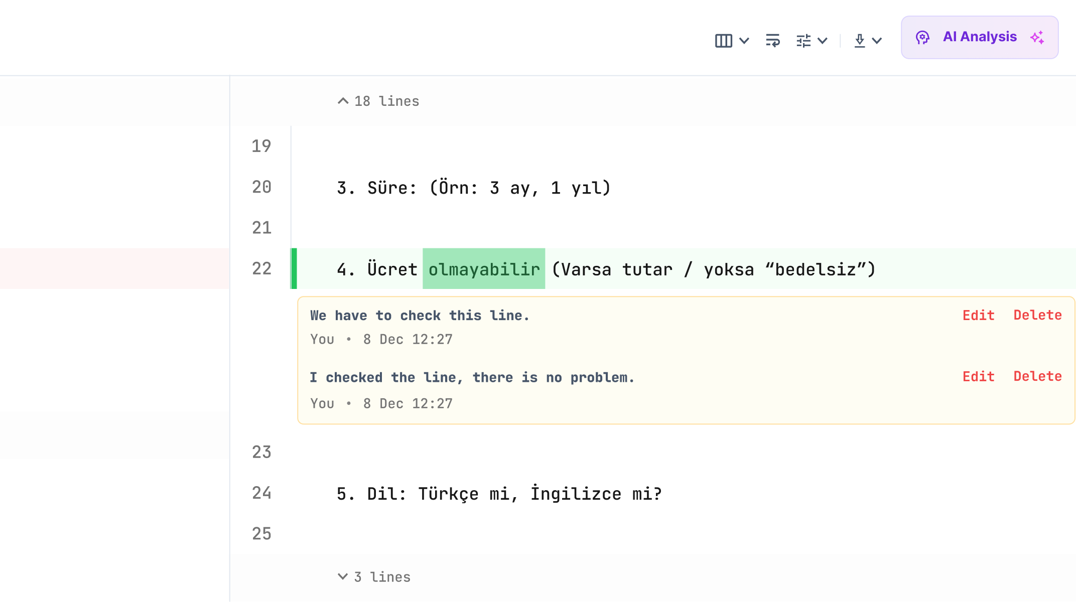 Add Comments and Collect Feedback on Diff Results